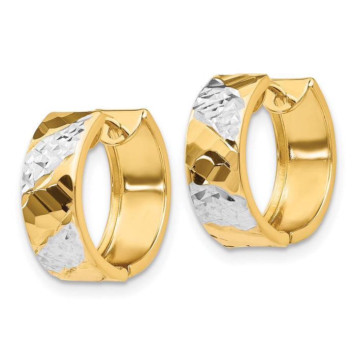 14k 5mm Diamond-cut Rhodium Hoop Earrings-TL181