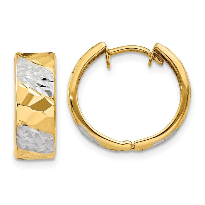 14k 5mm Diamond-cut Rhodium Hoop Earrings-TL181