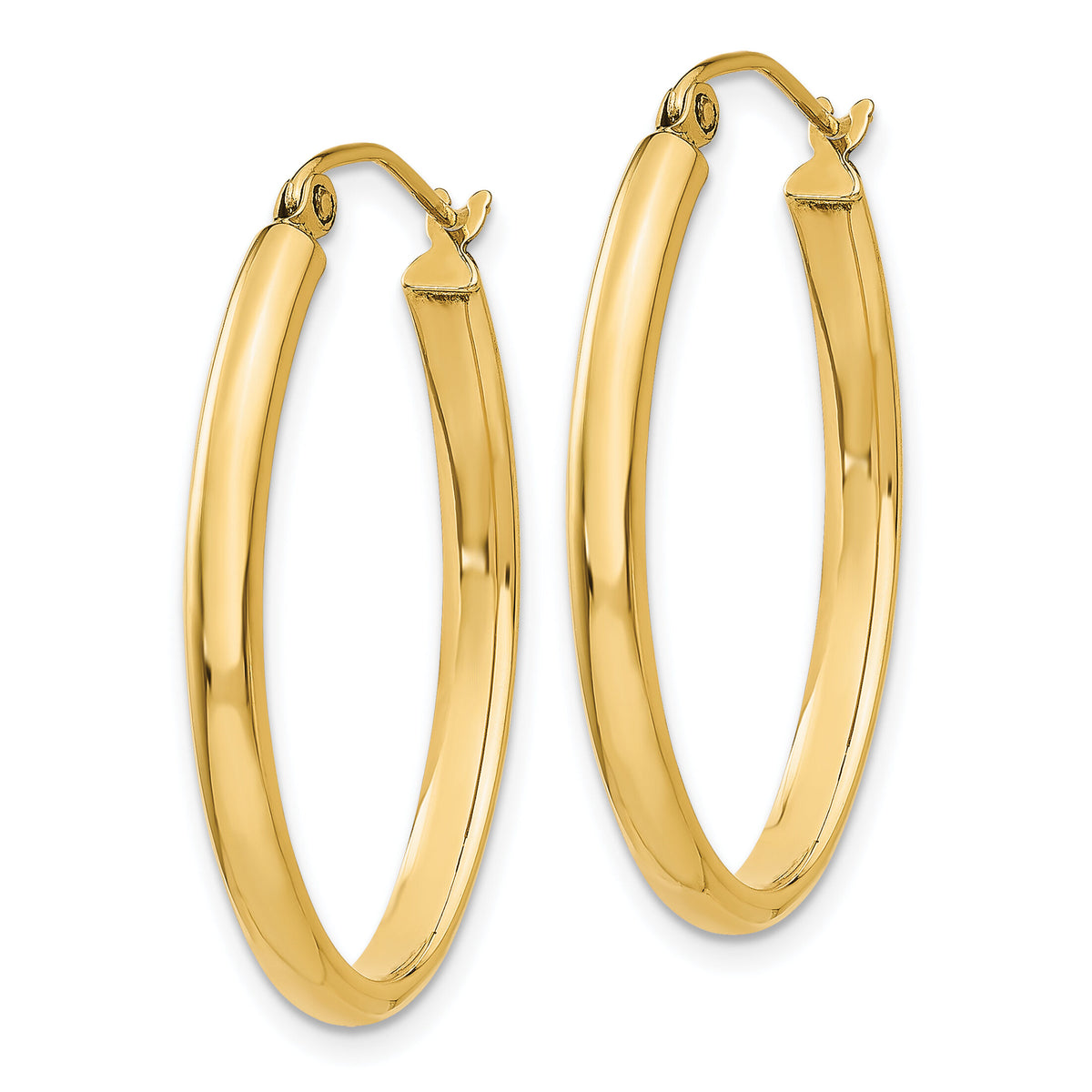 14k 3mm Oval Hoop Earrings-TL239