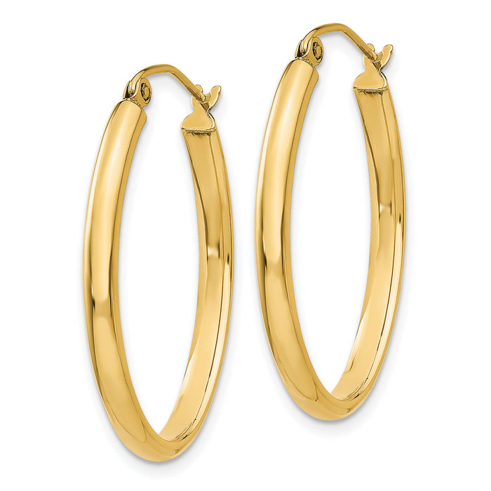 14k 3mm Oval Hoop Earrings-TL239