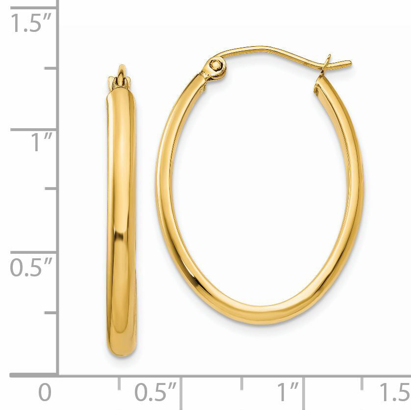 14k 3mm Oval Hoop Earrings-TL239
