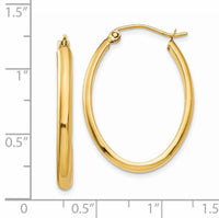 14k 3mm Oval Hoop Earrings-TL239
