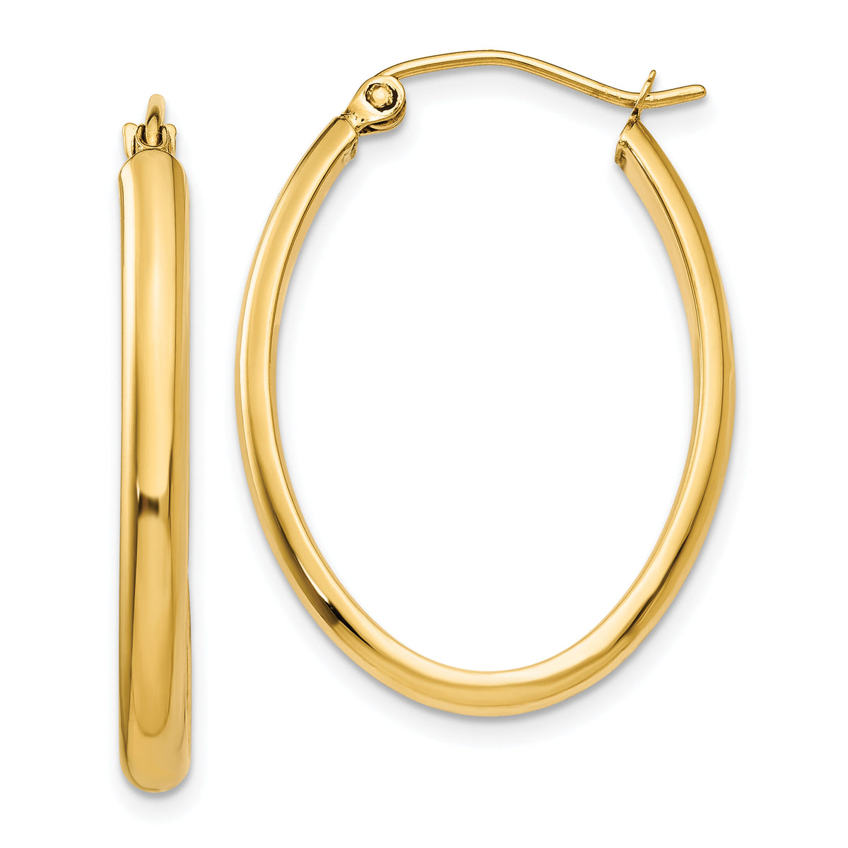 14k 3mm Oval Hoop Earrings-TL239