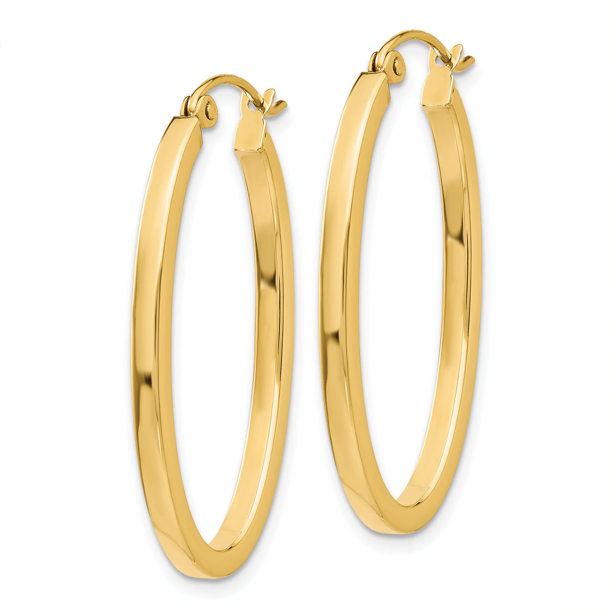 14k 2mm Oval Hoop Earrings-TL240