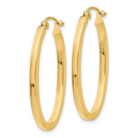 14k 2mm Oval Hoop Earrings-TL240
