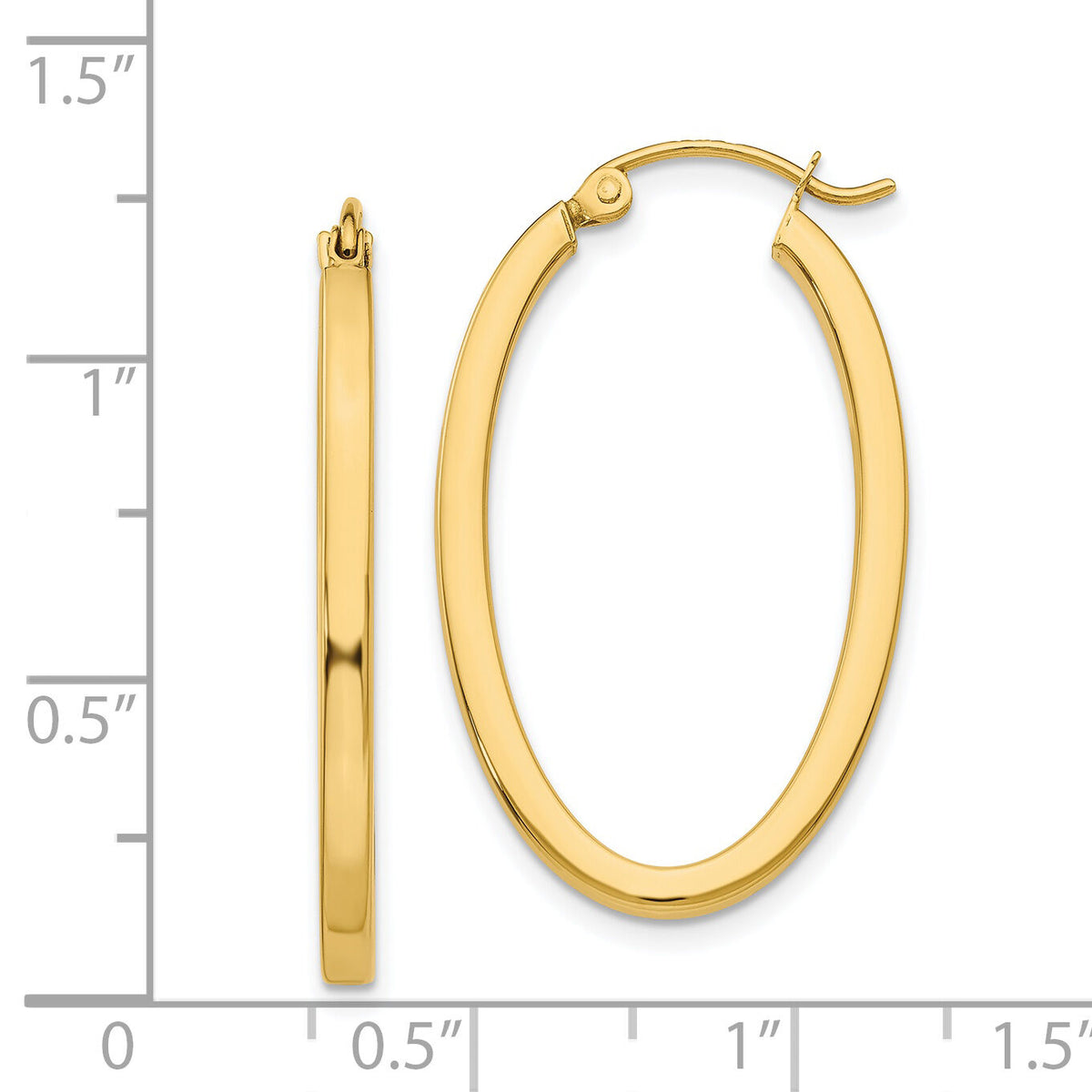 14k 2mm Oval Hoop Earrings-TL240