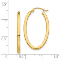 14k 2mm Oval Hoop Earrings-TL240