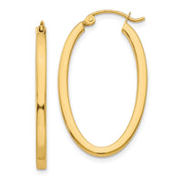 14k 2mm Oval Hoop Earrings-TL240
