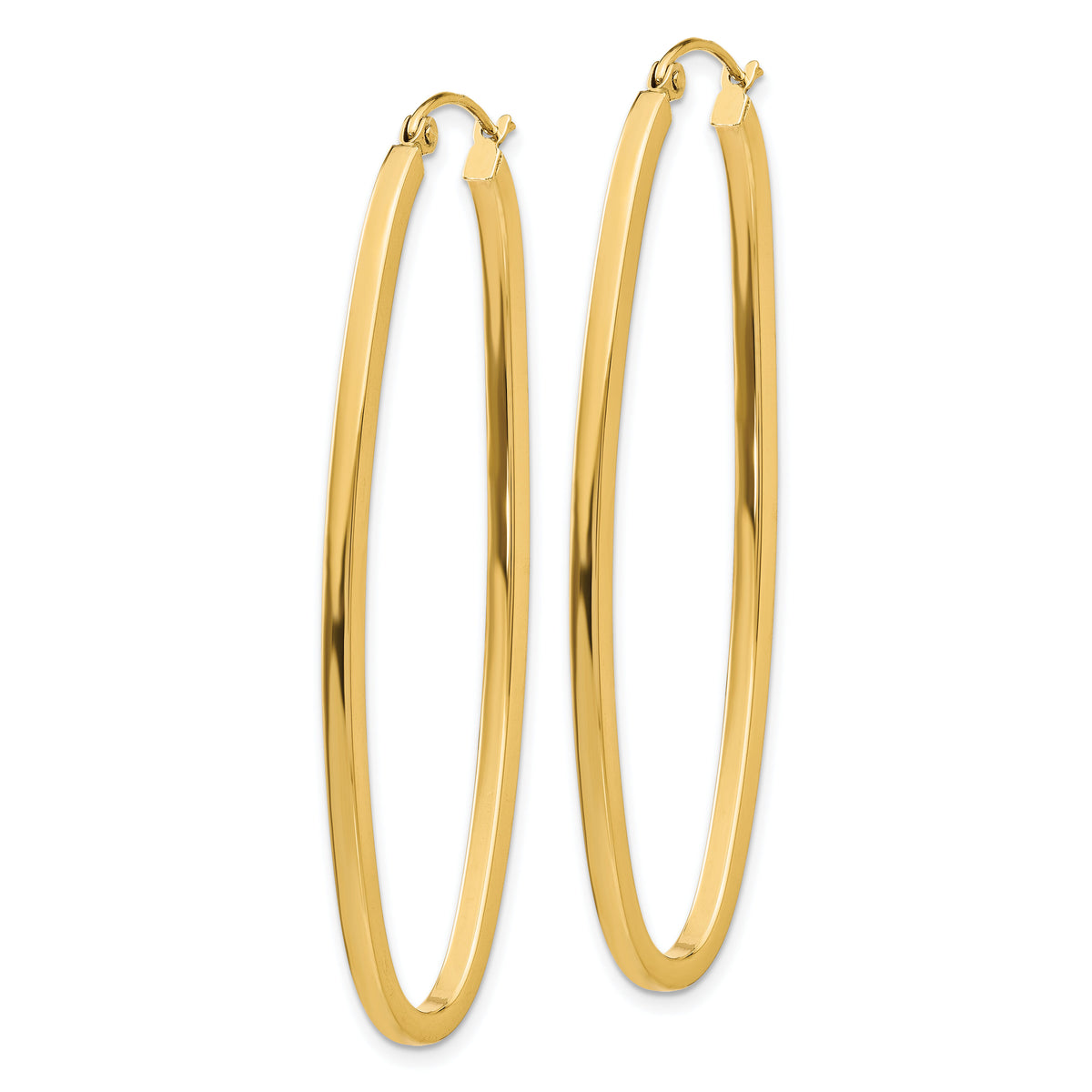 14k 2mm Large Oval Hoop Earrings-TL243