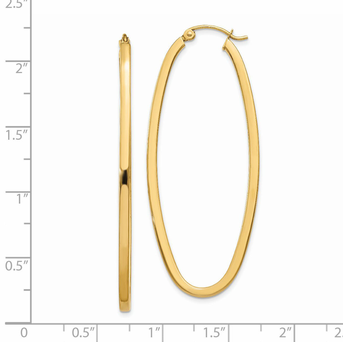 14k 2mm Large Oval Hoop Earrings-TL243