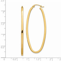 14k 2mm Large Oval Hoop Earrings-TL243
