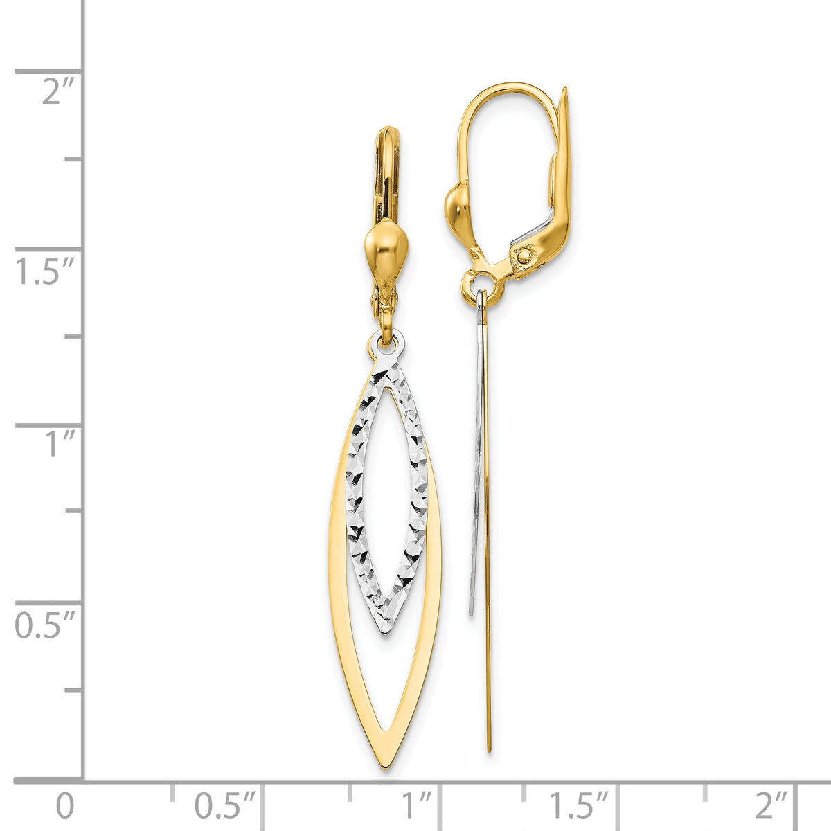 14k Two-tone Diamond-cut Leverback Earrings-TL305