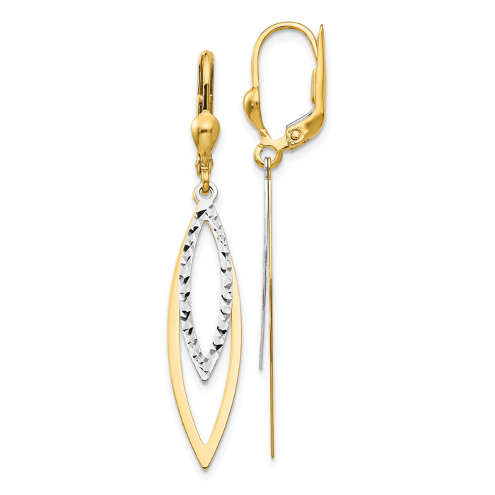 14k Two-tone Diamond-cut Leverback Earrings-TL305