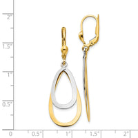 14k Two-tone Oval Leverback Tear Drop Earrings-TL308