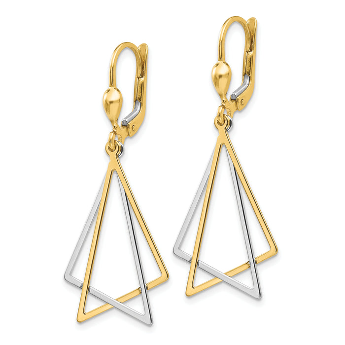 14k Two-tone Leverback Drop Earrings-TL318