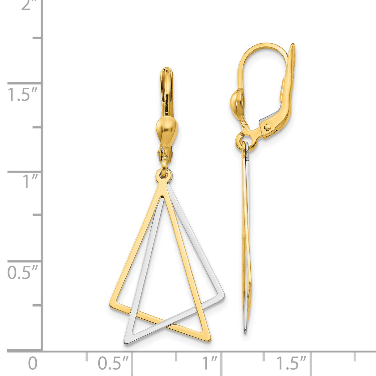 14k Two-tone Leverback Drop Earrings-TL318