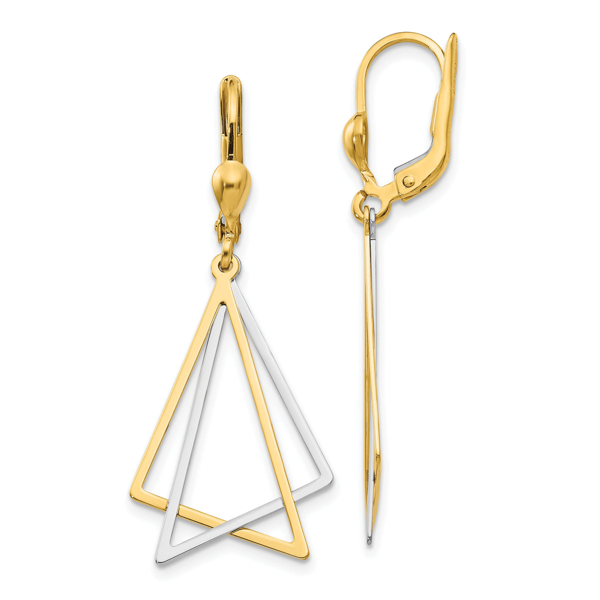 14k Two-tone Leverback Drop Earrings-TL318