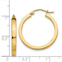 14k 2x3mm Square Tube Hoops-TL415