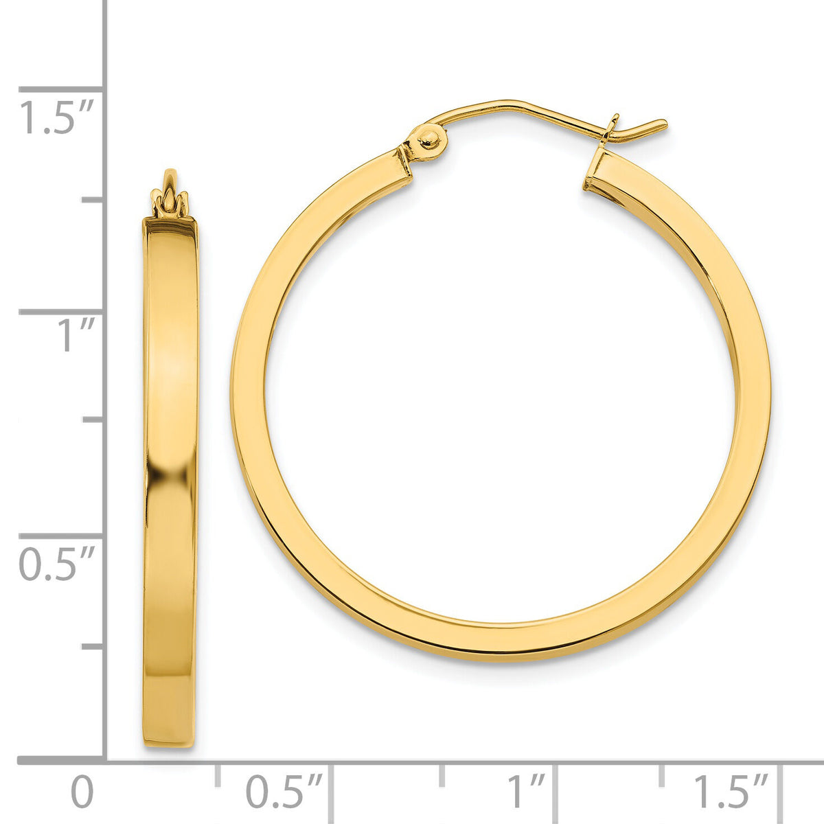 14k 2x3mm Square Tube Hoops-TL416