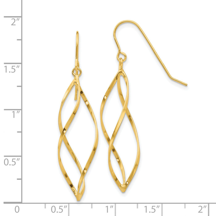 14K Twisted Dangle Earrings-TL428