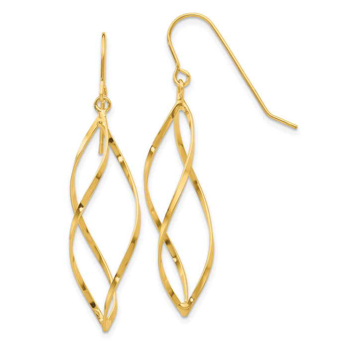 14K Twisted Dangle Earrings-TL428