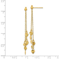 14K Diamond Cut Heart Post Dangle Earrings-TL461