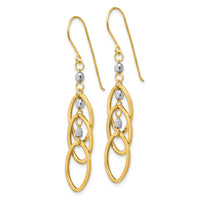14k Two-tone Oval Beaded Dangle Earrings-TL471