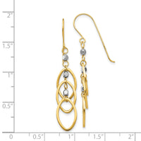 14k Two-tone Oval Beaded Dangle Earrings-TL471