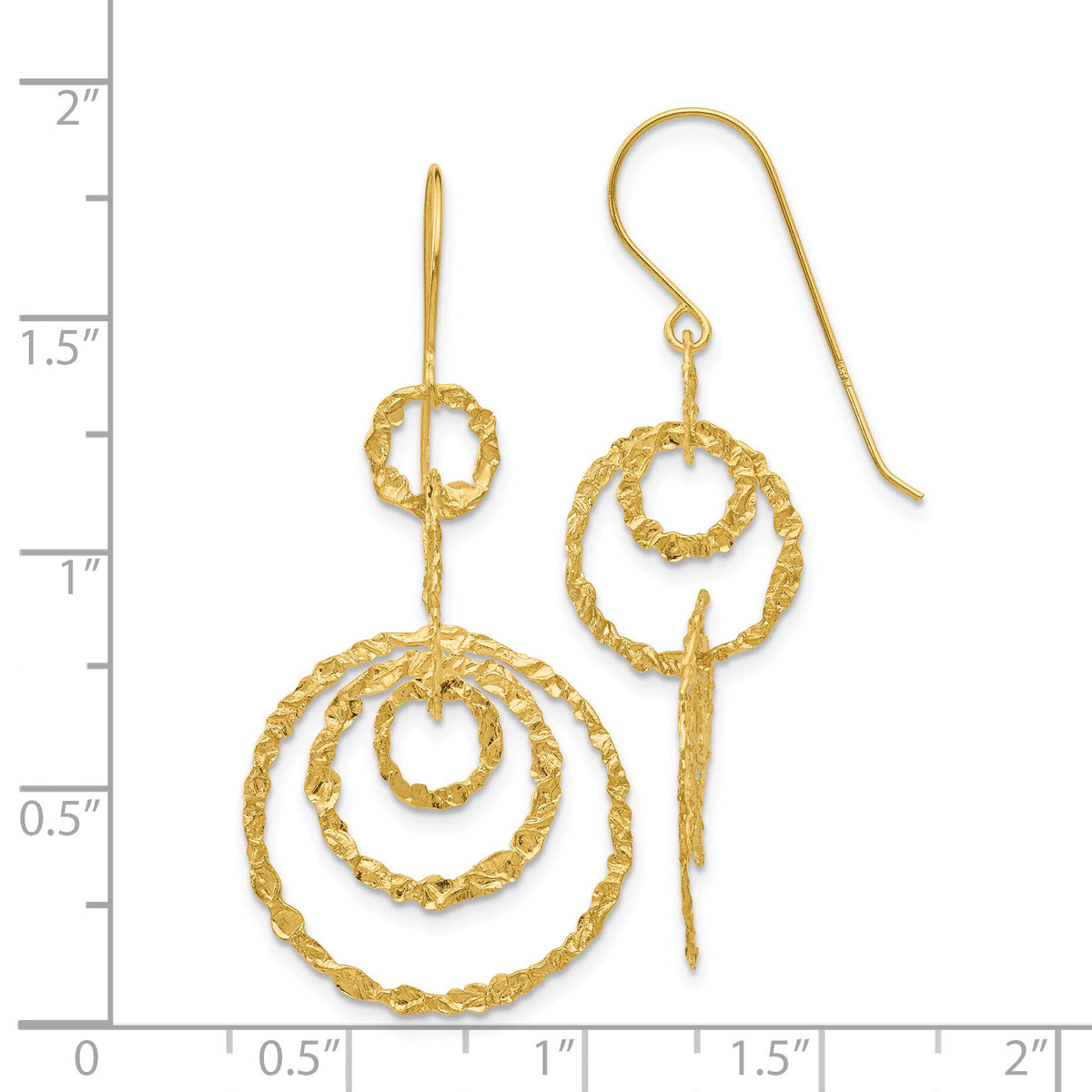 14k Textured Dangle Circle Earrings-TL498