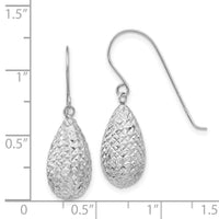 14k White Gold Puff Teardrop Earrings-TL500