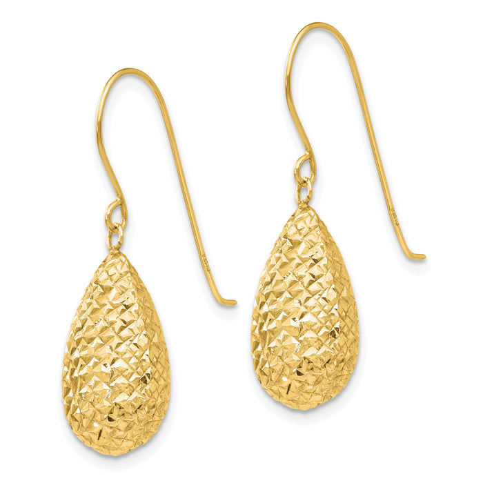 14k Puff Teardrop Earrings-TL501