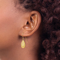 14k Puff Teardrop Earrings-TL501