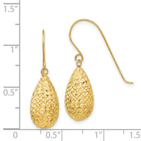 14k Puff Teardrop Earrings-TL501