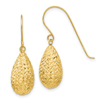 14k Puff Teardrop Earrings-TL501