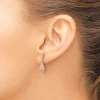 14k Rose Gold Diamond-cut Puff Teardrop Dangle Earrings-TL506R