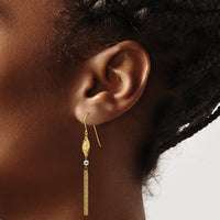 14k Two-tone Bead and Chain Dangle Earrings-TL538