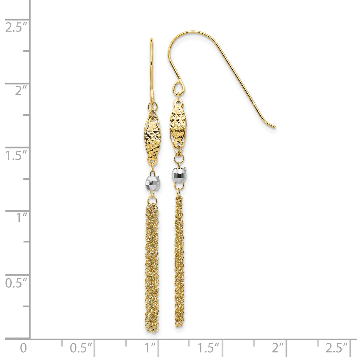 14k Two-tone Bead and Chain Dangle Earrings-TL538