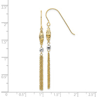 14k Two-tone Bead and Chain Dangle Earrings-TL538