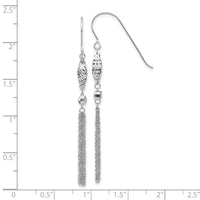 14k White Gold Bead and Chain Dangle Earrings-TL538W