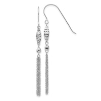 14k White Gold Bead and Chain Dangle Earrings-TL538W