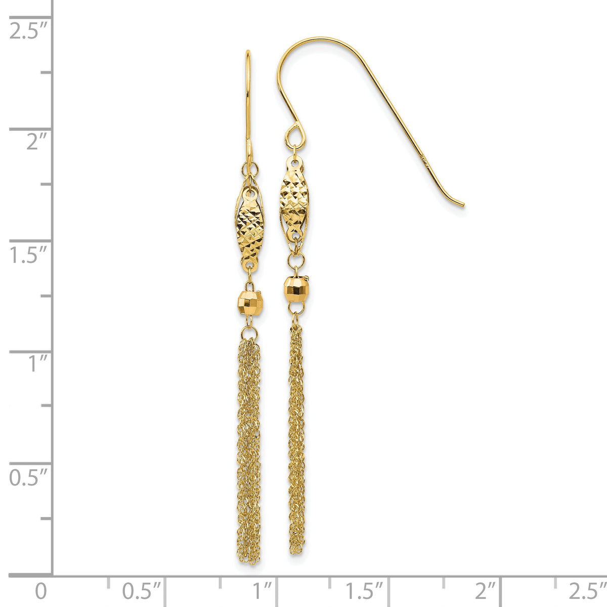 14k Bead and Chain Dangle Earrings-TL538Y