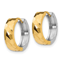 14k Two-tone Textured Hinged Hoop Earrings-TL555