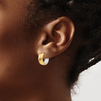 14k Two-tone Textured Hoop Earrings-TL556