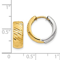 14k Two-tone Textured Hoop Earrings-TL556