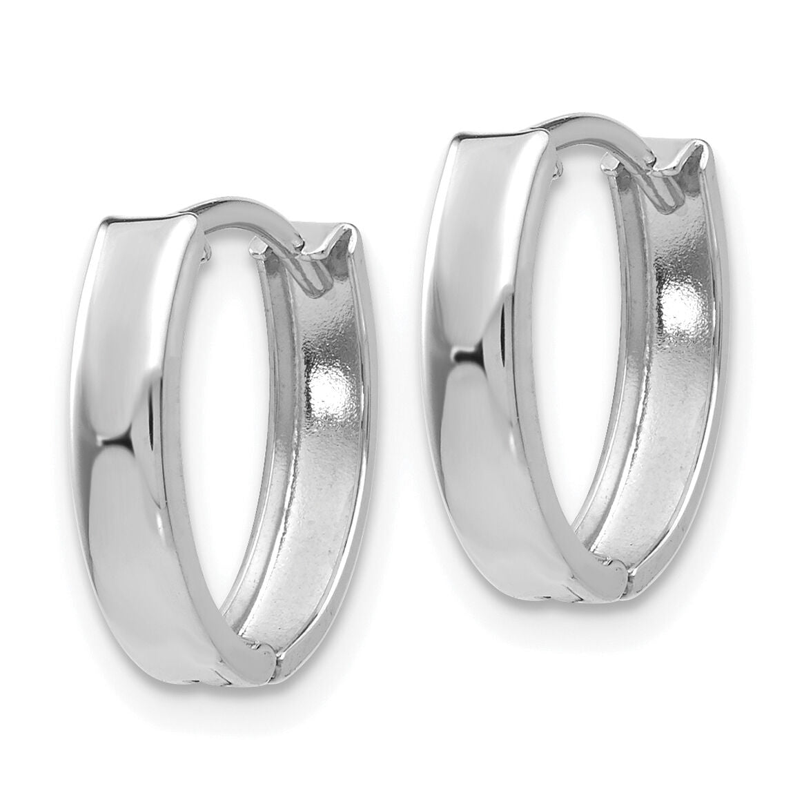 14k White Gold Polished Hinged Hoop Earrings-TL560