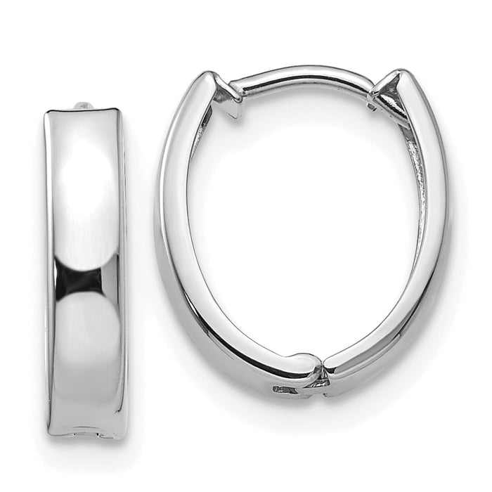 14k White Gold Polished Hinged Hoop Earrings-TL560