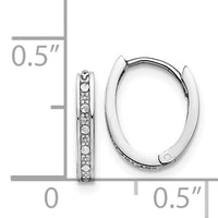 14k White Gold Diamond-cut Oval Hinged Hoop Earrings-TL562