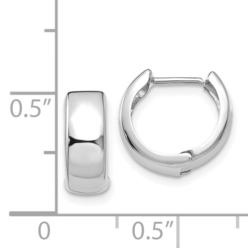 14k White Gold Polished Hinged Hoop Earrings-TL564