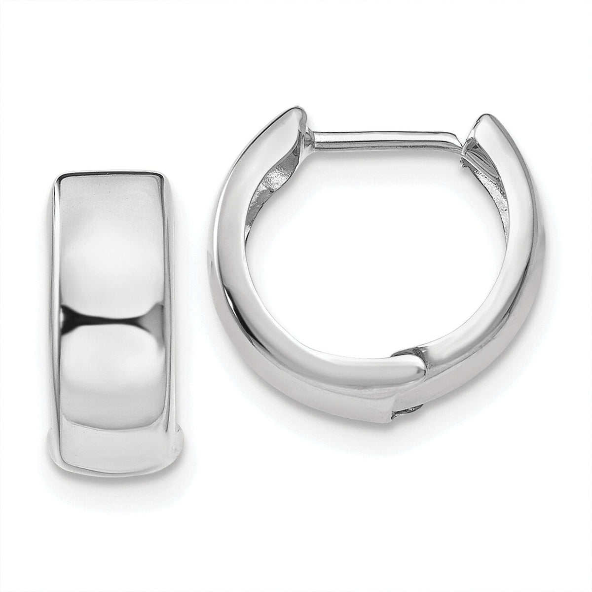14k White Gold Polished Hinged Hoop Earrings-TL564