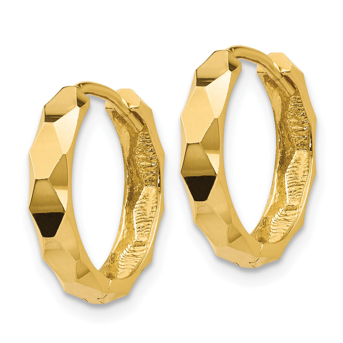 14k Diamond-cut Hoop Earrings-TL568